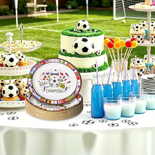 2026 World Cup Party Supplies - 50 Pack Large Paper Plates, White