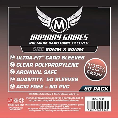 Premium Square Board Game Card Sleeves (80x80mm) - 50 Pack