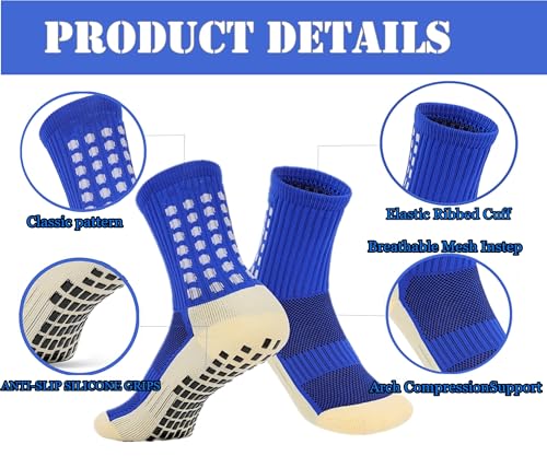 Grip Soccer Socks - Non-Skid Athletic Socks for Kids - 5 Pairs - 3 Black & 2 White