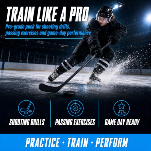 100% Vulcanized Rubber Ice Hockey Puck – Training Equipment 1-Pack