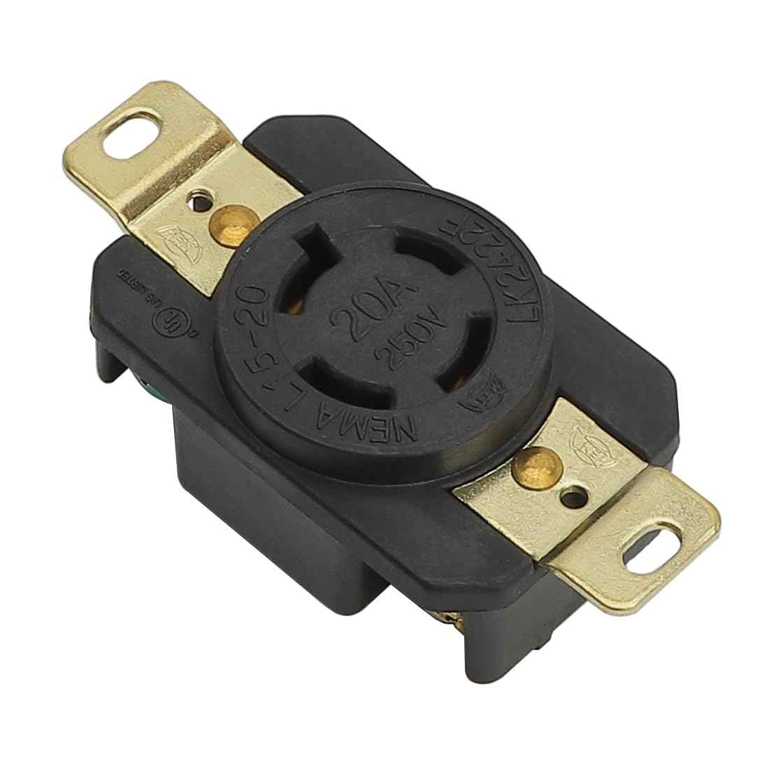 Nema L15-20R 20A 250V 3 Pole 4 Wire Industrial Grade Locking Female Receptacle Connector, Industrial Twist Lock L15-20 20-Amp Generator Receptacle. UL CUL certificated LK-2422F