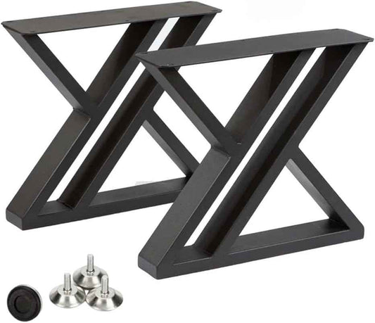 16-Inch Black Metal Coffee Table Legs - Industrial Triangle Design, Set of 2