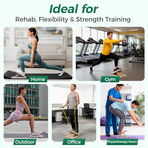 Adjustable Wooden Slant Board for Calf Stretching & Rehab
