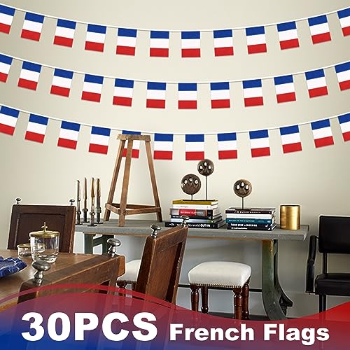 France String Flag Pennant Banner - 33 Feet, 30 Flags