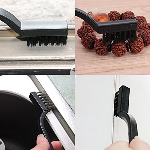 15 pieces Scratch Brush (Stainless Steel + Brass+Nylon), AFUNTA Curved Handle Masonry Wire brush Set Bristle for Cleaning Welding Slag and Rust,5 pcs Per Type