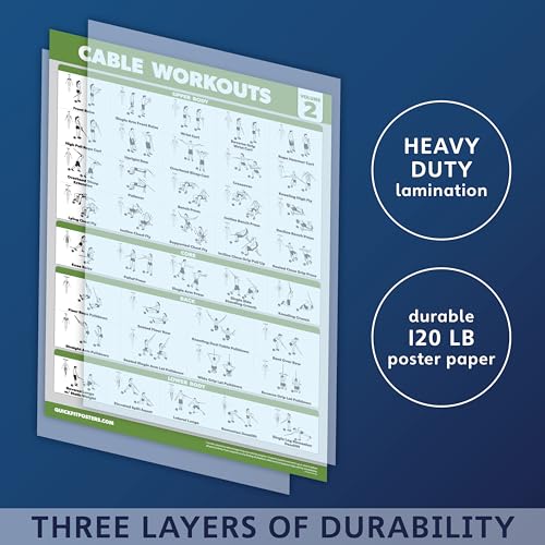Cable Machine Workout Posters Set - Laminated, 18" x 24"