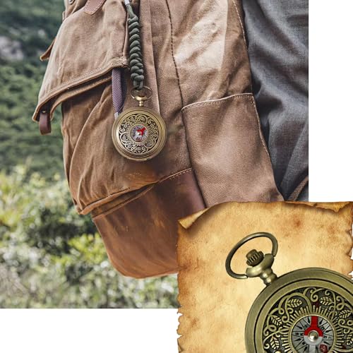 Waterproof Antique Brass Compass for Hiking & Camping