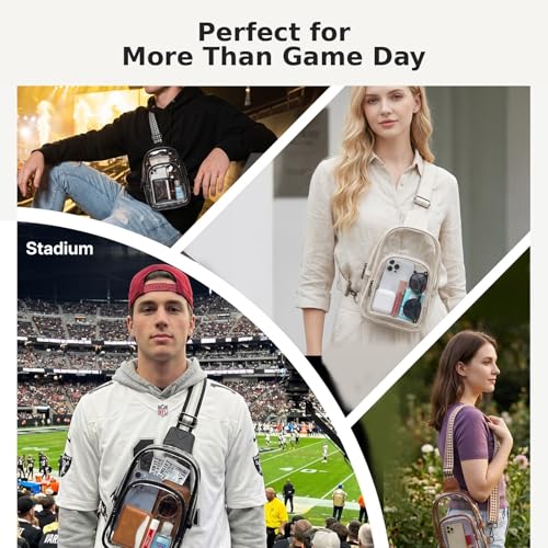 Clear Crossbody Bag for Stadium Events - Brown