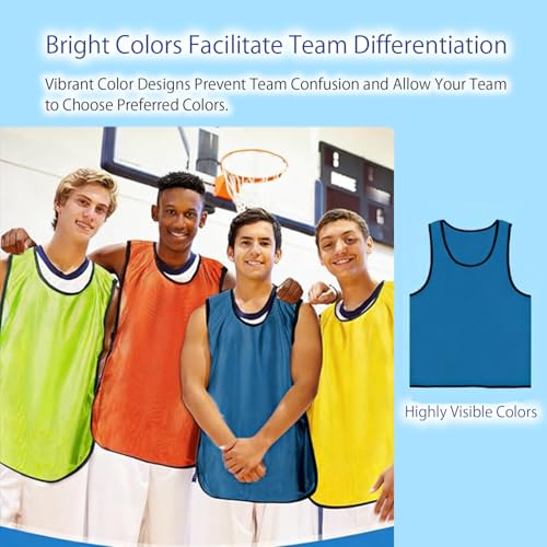 Scrimmage Vests Set of 6 - Mesh Jerseys for Soccer & Basketball Training