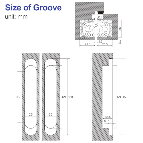 2Pcs 6 inch Hidden Door Hinges -Invisible Hinges for Doors, 180 Degree Swing Concealed Hinges, 3 Way Adjustable & Heavy Duty (?Silver)