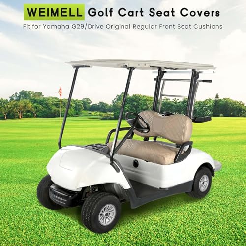 WEIMELL Golf Cart Front Seat Covers for Yamaha Drive G29 (Drive/Drive2) Beige – Fits 2007-2016