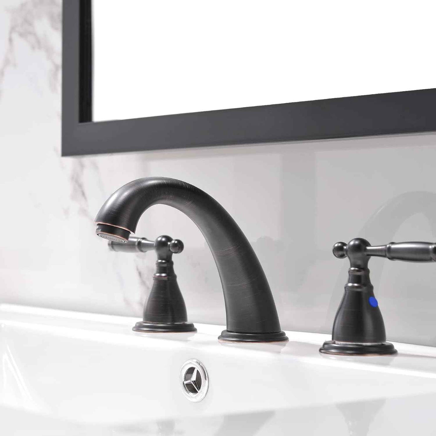 Phiestina 8-Inch Widespread Bathroom Faucet - Chrome, Lead-Free, Metal Pop-Up Drain, Model WF008-4-C