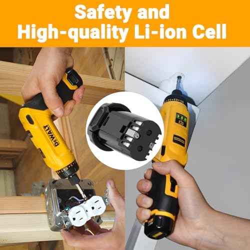 Joiry 2-Pack 8V 2000mAh Li-ion Replacement Battery & Charger Set with Higher Safety & Longer Runtime - Compatible with Dewalt DCB080, DW4390, DCF680N1, DCF680N2 DCF680G2 Cordless Power Tools