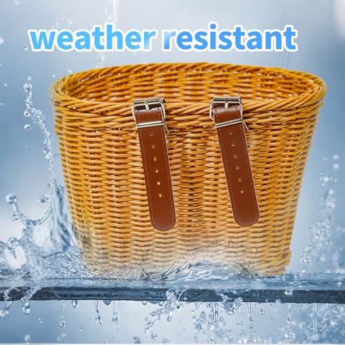 Detachable Rattan Bike Front Basket for Kids & Adults – Large, Safe Front Rack