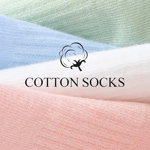 6 Pairs Low Cut Ankle Socks for Women - Cotton Casual - Black, Grey, White, Green, Blue, Pink