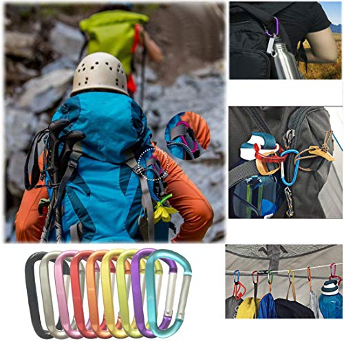 Durable 3" Aluminum D-Shaped Carabiner Keychain - 2pcs Purple