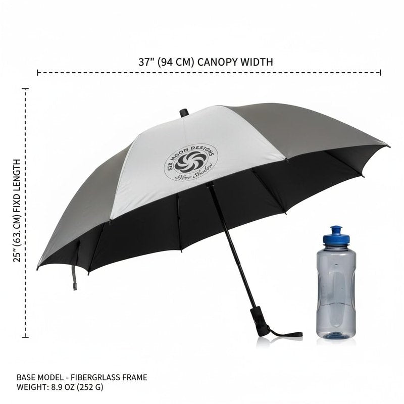 Six Moon Designs Silver Shadow Hiking Umbrella - UPF 50+ Sun & Rain Protection - Ultralight 8.9 oz Fiberglass Frame - Durable Reflective Trekking Umbrella for Backpacking, PCT, and Desert Travel