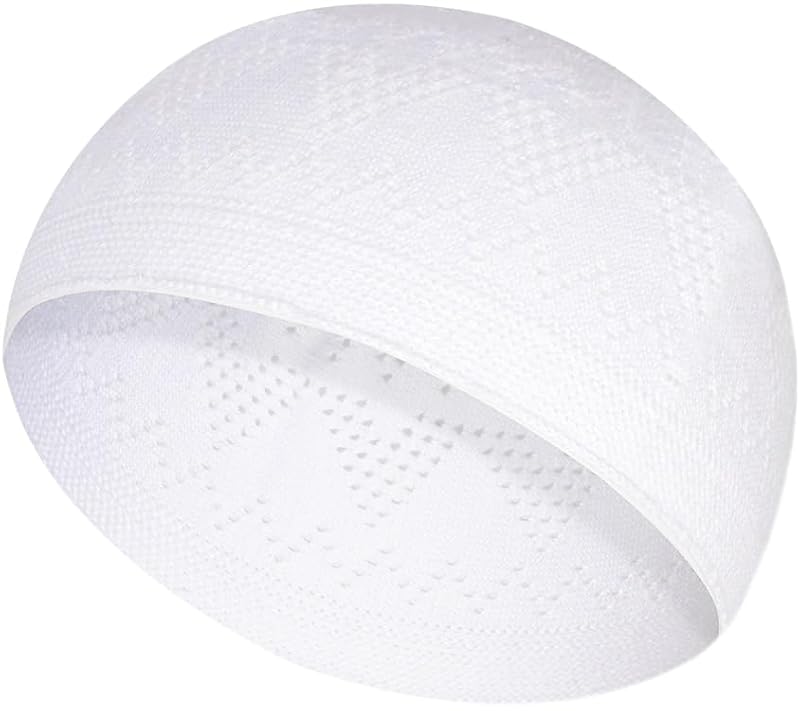 Kufi Hats for Men - White Skull Beanie Taqiyah Crochet Cap