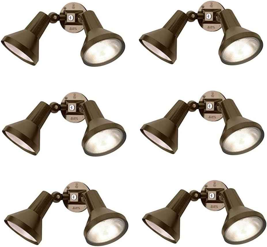 150W Outdoor Security Flood Light - Dual Head, Weatherproof Cast Aluminum, Dark Bronze Finish