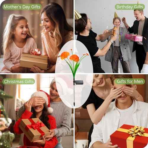 Solar Garden Lights, 6 Pack Swaying Bee Lights with Flowers, Waterproof Firefly Light Outdoor for Garden Patio Yard Pathway Decoration, Gifts for Women Mother's Day