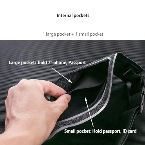 Slim Running Waist Belt - Water-Resistant Fanny Pack for 7" Phones - White Grey