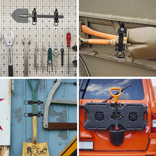 cobee 6Pcs Heavy Duty Shovel Holder for Truck, Shovel Mount for Roof Rack Metal Rubber Clamp Mounting Brackets Shovel Holder Clamp Wall Mount Kit Quick Release Axe Holder Mount Kit Car Accessories