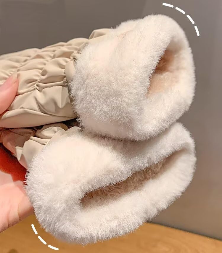 Windproof Winter Ski Gloves - Water-Resistant Thermal Medium Beige