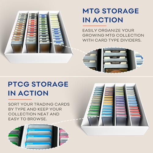 Fageverld 4-Pack Trading Card Storage Box 4 Row-4 Boxes for MTG Sports Cards