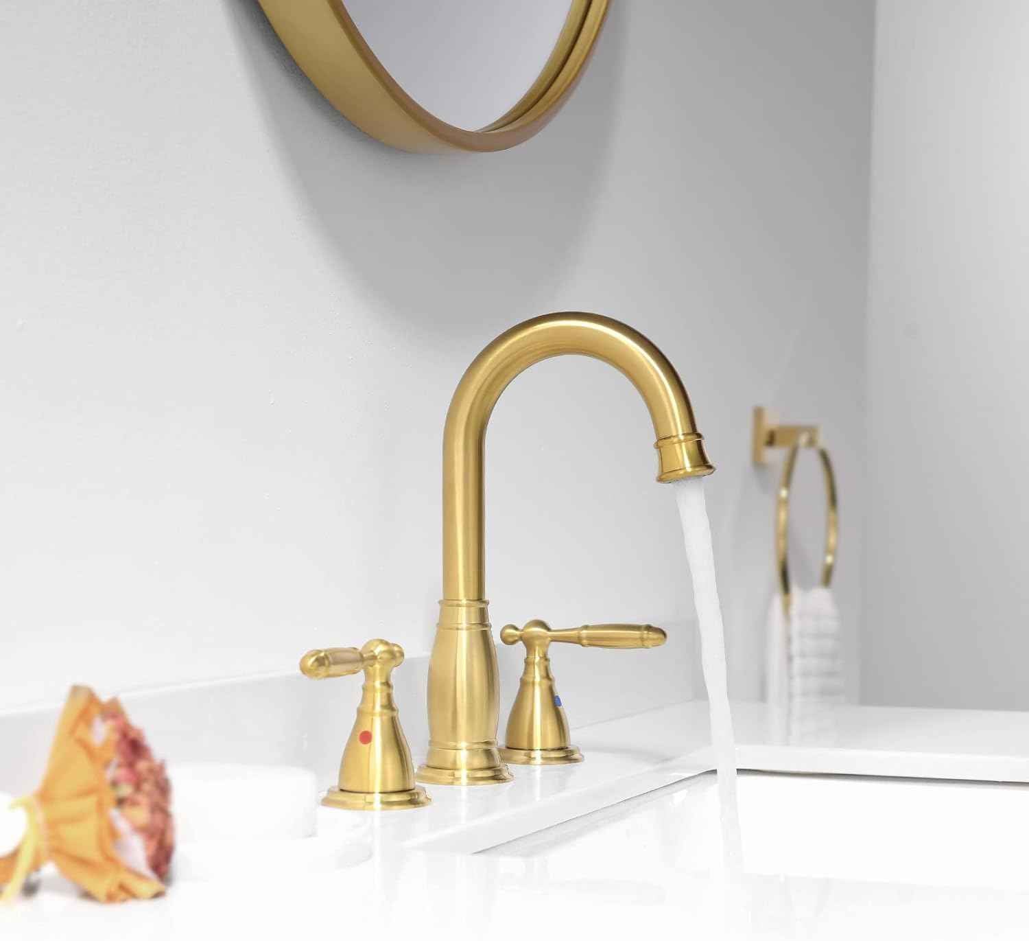 Oil Rubbed Bronze Widespread Bathroom Faucet Set with Valve & Drain - Phiestina WF017-4-ORB
