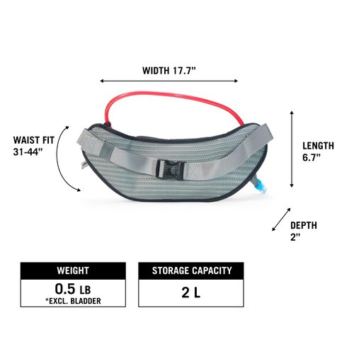 USWE Zulo Hydration Hip Pack - with Organizer and Side Pockets, Bounce Free Hip Belt (2L, Black)