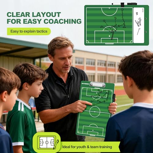 Double-Sided Soccer Coaching Board - Dry Erase Tactics Clipboard