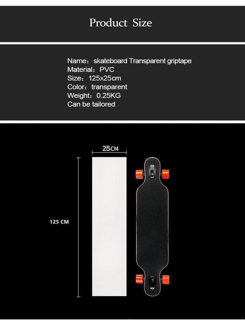ZUEXT 11" x 50" Clear Skateboard Grip Tape, Waterproof Scooter Griptape, Longboard Grip Tape, Anti Slip Bubble Free Transparent Griptape for Rollerboard Stairs Pedal Wheelchair Step (125x27cm)