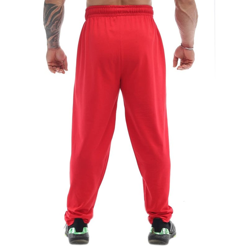 Men's Bodybuilding Workout Comfort Design Baggy Muscle Trackpants (Red, XL)