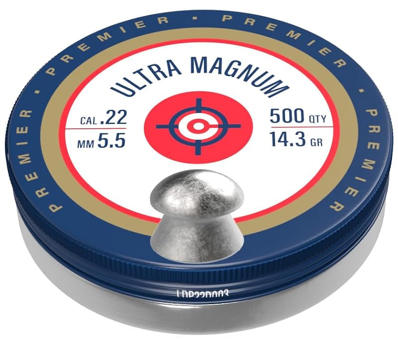 0.22 Caliber Domed Premier Pellets - 500 Count Grey