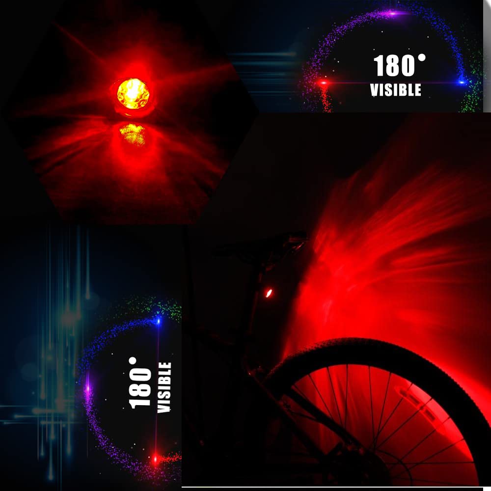 2PCS Rear Bike Tail Light Mini Strap-On LED Micro Bicycle Lights,180 Degree Visibility - Safety on All Sides