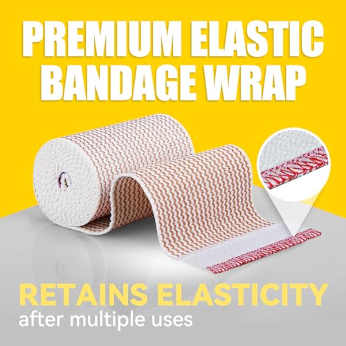 Elastic Bandage Wrap 3 Inch - 4 Pack with Hook & Loop Closure