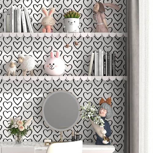 Peel and Stick Wallpaper Modern Contact Paper 17.3''¡¿78.8'' Self Adhesive Wallpaper Black and White Removable Wall Paper Decorative for Bedroom Bathroom Cabinets Kids Room Wallpapers Decor Vinyl Roll