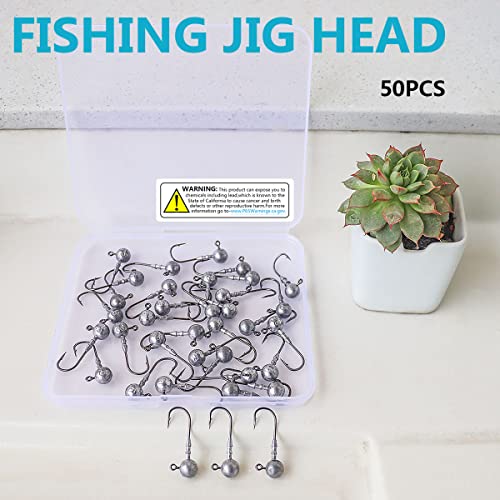UperUper Style A Jig Head Set 50pcs - 1/8oz Saltwater & Freshwater Fishing Hooks