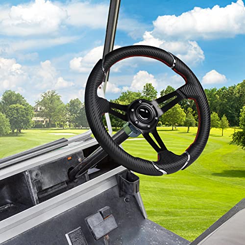 13.7 Inch Deep Dish Golf Cart Steering Wheel Compatible with EZGO, Club Car, Yamaha