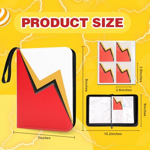 Red Lightning 4 Pocket Trading Card Binder for 400 Cards - MonBel