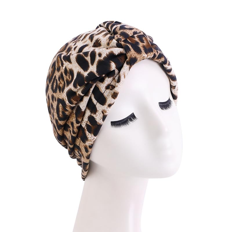 Satin Lined Chemo Turban Beanie for Women - Leopard Print