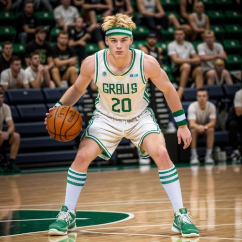 5-Piece Retro Striped Sweatband and Socks Set - Green+White