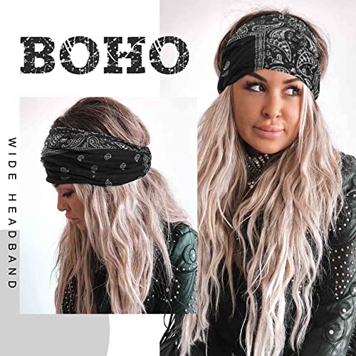 Acenail Wide Headbands Women Knotted Turban Headband Elastic Non Slip