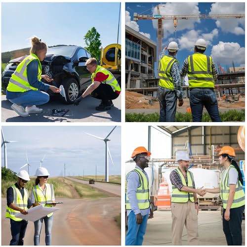 NOBONDO High Visibility Reflective Safety Vests 10 Pack - 360 Enhanced Visibility with Hi Vis Reflective Strips - Yellow Breathable Mesh, Bulk Pack for Construction, Traffic, Running, Security