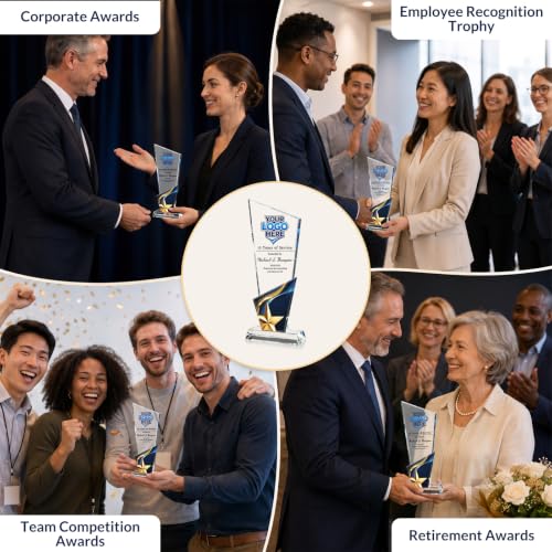 Custom Crystal Trophy Award - Personalized Plaque for Recognition - Crystal Award