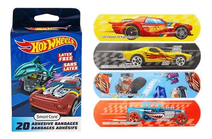 Hot Wheels Themed Adhesive Bandages - 3 Pack of 20 Count