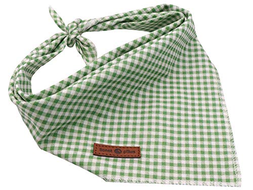 Dog Bandana for Small Dogs - Green & White Grid Triangle Scarf