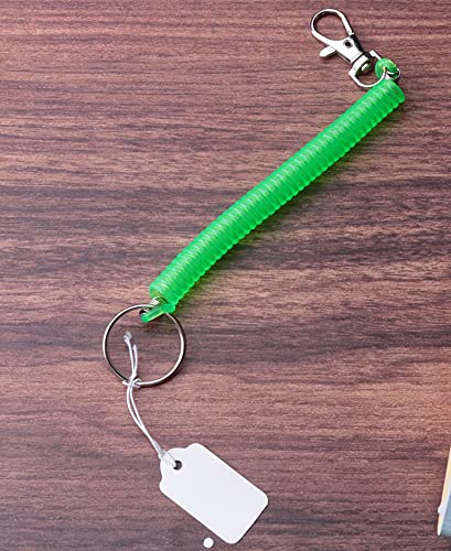 Spiral Retractable Keychain - 3 Pcs Green Spring Coil with Ring