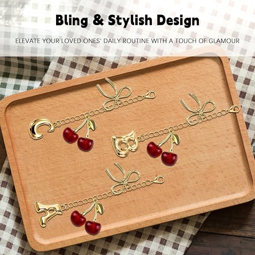 Gold Letter Initial Charm with Red Cherry for Tumblers
