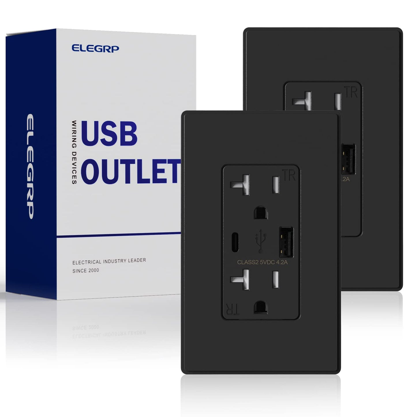 USB Wall Charger Outlet with A & C Ports - 15A Tamper Resistant, UL Listed, 6 Pack, Light Almond